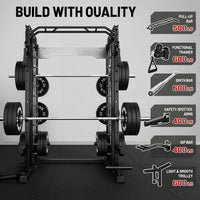 Smith Machine for Home Gym, Multi-Function M12 Power Cage with Cable Crossover System, Squat Rack with Smith Bar and More Attachment