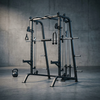 Smith Machine for Home Gym, Multi-Function M12 Power Cage with Cable Crossover System, Squat Rack with Smith Bar and More Attachment — Studio Shot