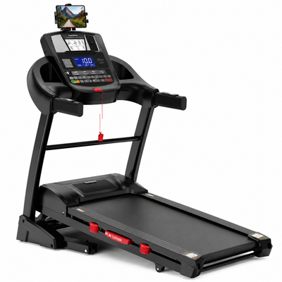 4.5HP Folding Treadmill for Home with 15 Auto Incline, Smart APP, 300Lbs, Hifi Bluetooth Speakers, 64 Programs, 10MPH Speed, Foldable Eletreadmill Running Machine, Knee Strap Gift
