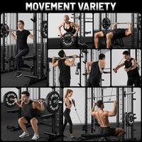 Smith Machine for Home Gym, Multi-Function M12 Power Cage with Cable Crossover System, Squat Rack with Smith Bar and More Attachment
