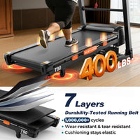 5.0 HP Folding Treadmill with 20-Level Adjustable Incline, 12Mph Speed Running Machine,Treadmill 400 Lb Capacity, Silent Brushless Motor,105 Preset Training Program Electric Treadmills for Home Use